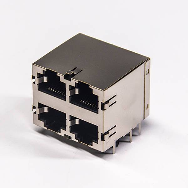 rj45插座彈片2×2端口全包金屬外殼帶屏蔽不帶燈 rj45插座彈片2x2端口全包金屬外殼帶屏蔽不帶燈
