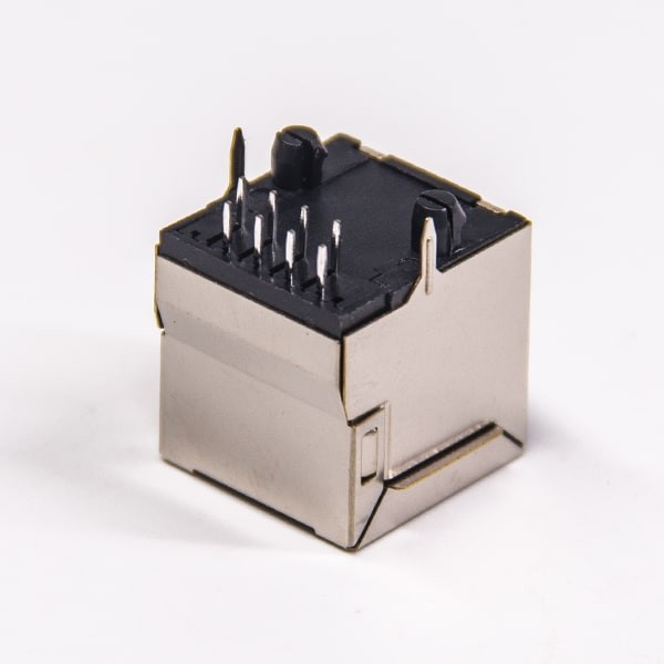 180度rj45連接器插接件帶殼屏蔽無燈10P8C單口帶定位柱直插式 180度rj45連接器插接件帶殼屏蔽無燈10P8C單口帶定位柱直插式