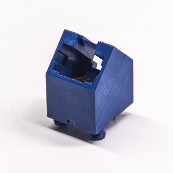 rj45插座PCB彎角45度全塑無燈不帶濾波器8p8c藍色塑膠 rj45插座PCB彎角45度全塑無燈不帶濾波器8p8c藍色塑膠