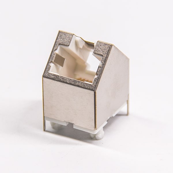 無燈無彈rj45插座帶殼屏蔽45度插PCB板網絡接口 無燈無彈rj45插座帶殼屏蔽45度插PCB板網絡接口