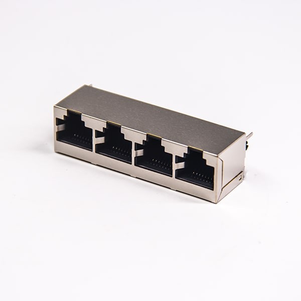4口rj45連接器插座8p8c插pcb板全包帶屏蔽帶定位柱 4口rj45連接器插座8p8c插pcb板全包帶屏蔽帶定位柱