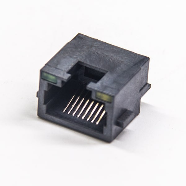 rj45帶燈插座全塑彎式8p8c插件不帶屏蔽穿孔式 rj45帶燈插座全塑彎式8p8c插件不帶屏蔽穿孔式