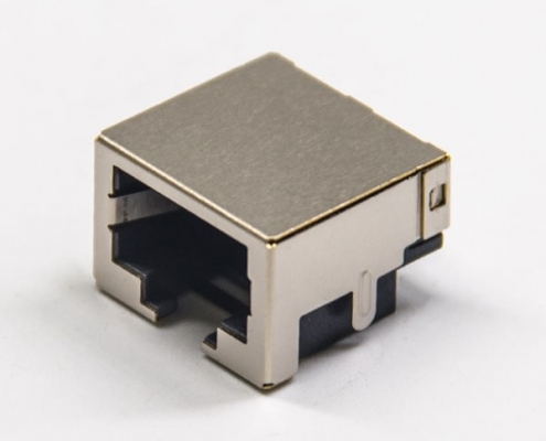rj45網絡模塊90度彎式屏蔽帶殼不帶燈穿孔式