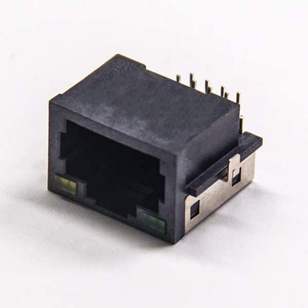 rj45插座沉板帶燈8p8c單端口帶屏蔽半包插PCB板 rj45插座沉板帶燈8p8c單端口帶屏蔽半包插PCB板
