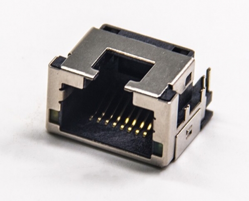 RJ45網口帶屏蔽單口母座彎式插PCB板網絡接口