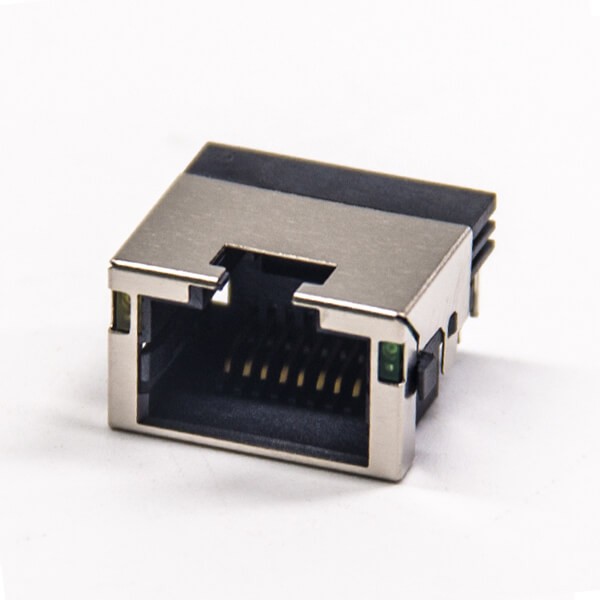 RJ45模塊帶燈左黃右綠插PCB板帶屏蔽式網絡連接器 RJ45模塊帶燈左黃右綠插PCB板帶屏蔽式網絡連接器