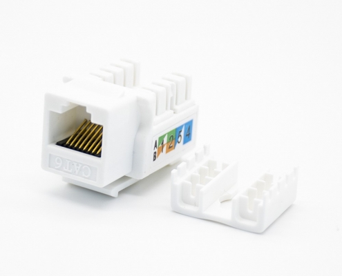 網線接口RJ45單端口8P8C六類網絡模塊非屏蔽PCB板安裝帶防塵蓋