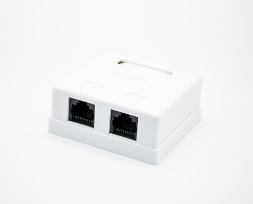 雙口RJ45插座PCB板安裝8P8C非屏蔽超五類桌面網絡接口