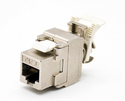 六類屏蔽RJ45模塊單端口鍍金觸頭插孔8芯免打網絡模塊