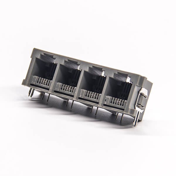rj11連接器1×4單排6P2C彎式插PCB板非屏蔽 rj11連接器1x4單排6P2C彎式插PCB板非屏蔽