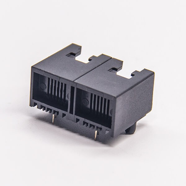 rj11雙口1*2彎式6p2c模塊化連接器黑色全塑外殼插板 rj11雙口1*2彎式6p2c模塊化連接器黑色全塑外殼插板