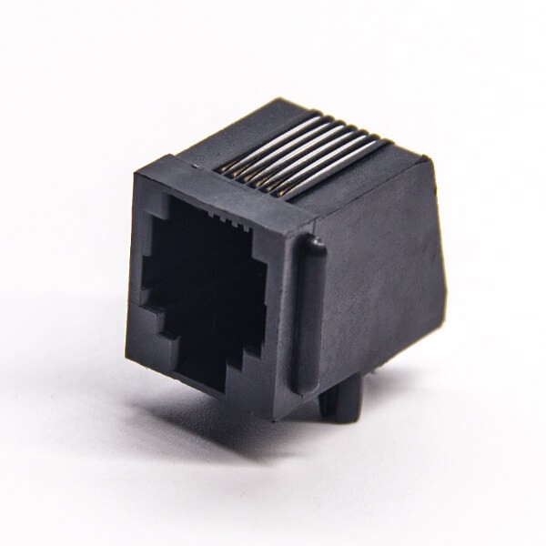rj11全塑插座黑色非屏蔽式6p6c彎式穿孔接PCB板 rj11全塑插座黑色非屏蔽式6p6c彎式穿孔接PCB板