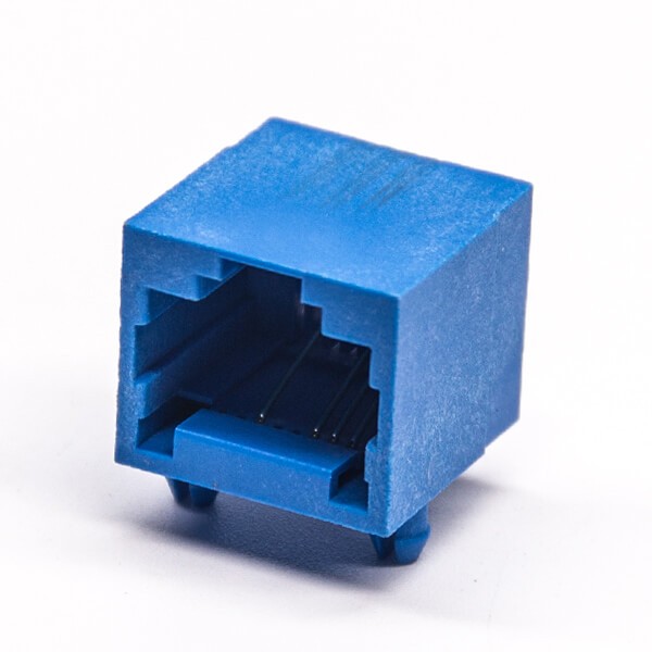 rj11母座藍色全塑模塊化插座6P4C插PCB板 rj11母座藍色全塑模塊化插座6P4C插PCB板