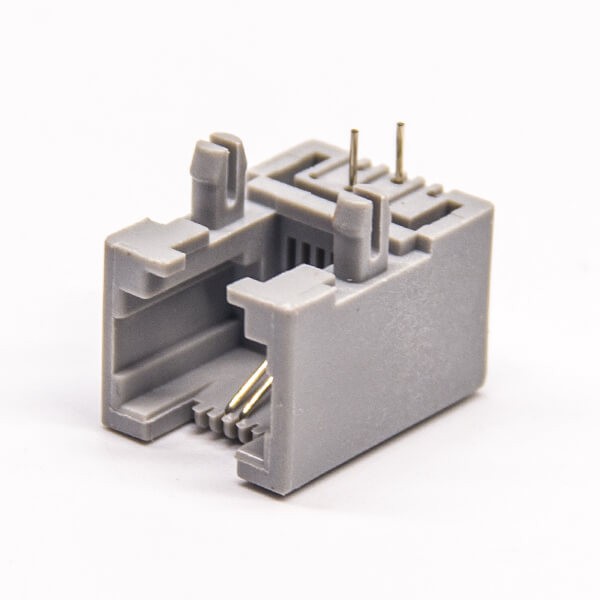 6p2c接口RJ11灰色塑膠外殼彎式接PCB板 6p2c接口RJ11灰色塑膠外殼彎式接PCB板