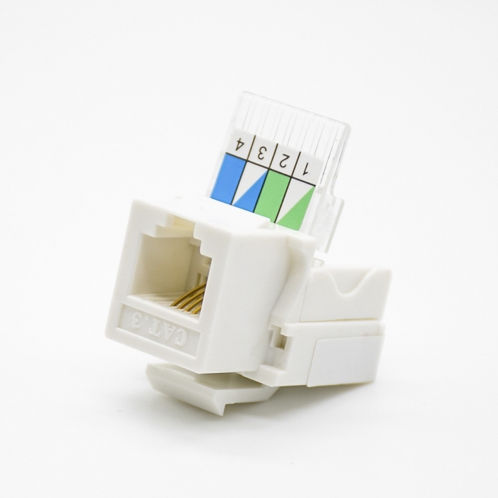 RJ11電話模塊4芯CAT3非屏蔽90度梯形千斤頂免工具RJ11連接器 RJ11電話模塊4芯CAT3非屏蔽90度梯形千斤頂免工具RJ11連接器