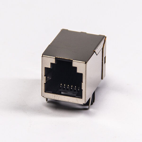 rj12網絡接口彎式插座插PCB板金屬外殼帶屏蔽不帶燈