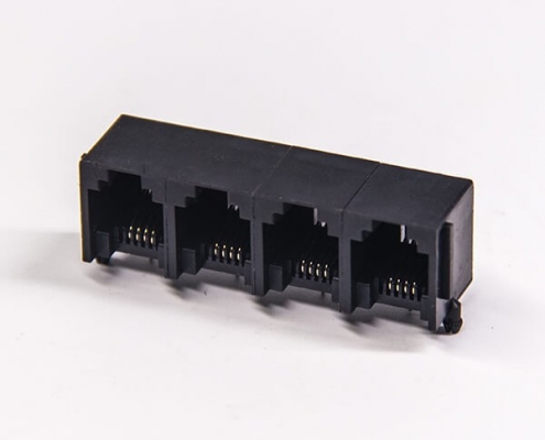 rj126p4c以太網連接器穿孔式彎角單層聯體全塑插座