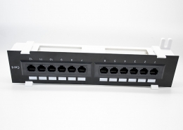 12口網絡配線架六類RJ45端口母頭CAT6帶塑料支架配線架