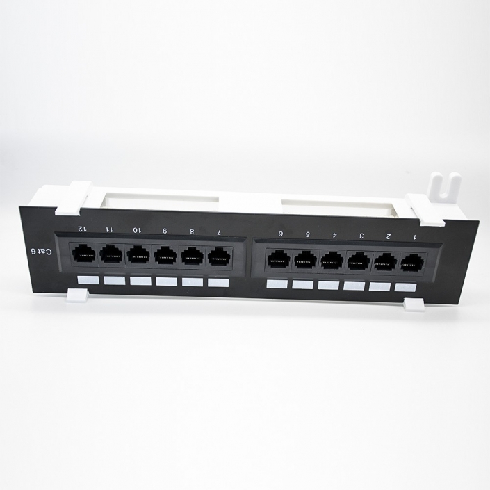 12口網絡配線架六類RJ45端口母頭CAT6帶塑料支架配線架 12口網絡配線架六類RJ45端口母頭CAT6帶塑料支架配線架