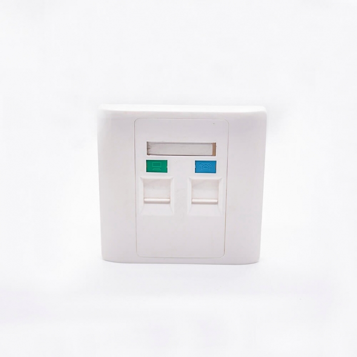 86型插座面板RJ45RJ11雙端口不帶屏蔽網絡插座