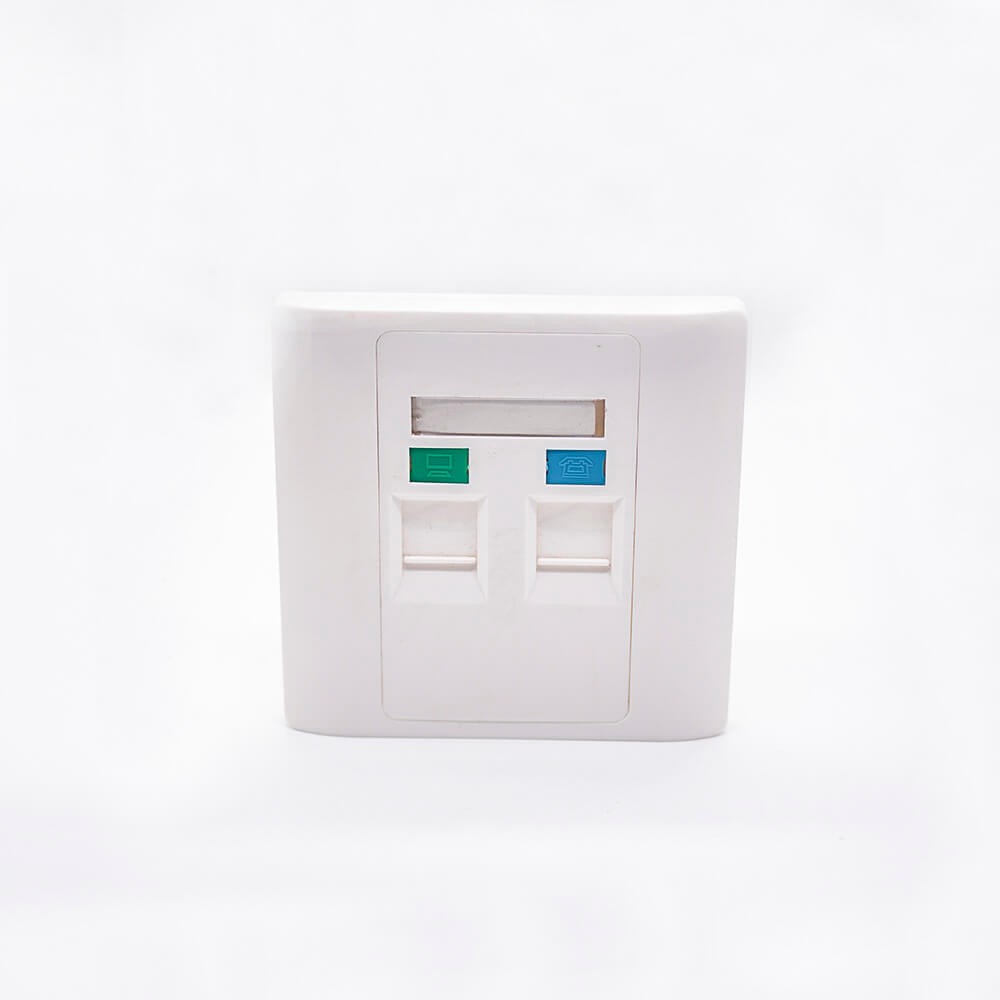 86型插座面板RJ45RJ11雙端口不帶屏蔽網絡插座