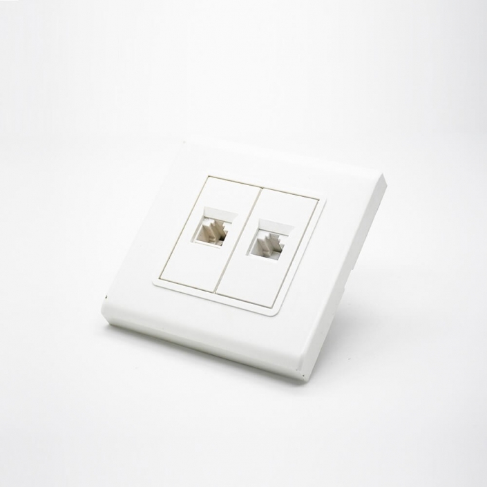 RJ45網絡面板雙端口網絡模塊電腦插座不帶屏蔽86型信息面板