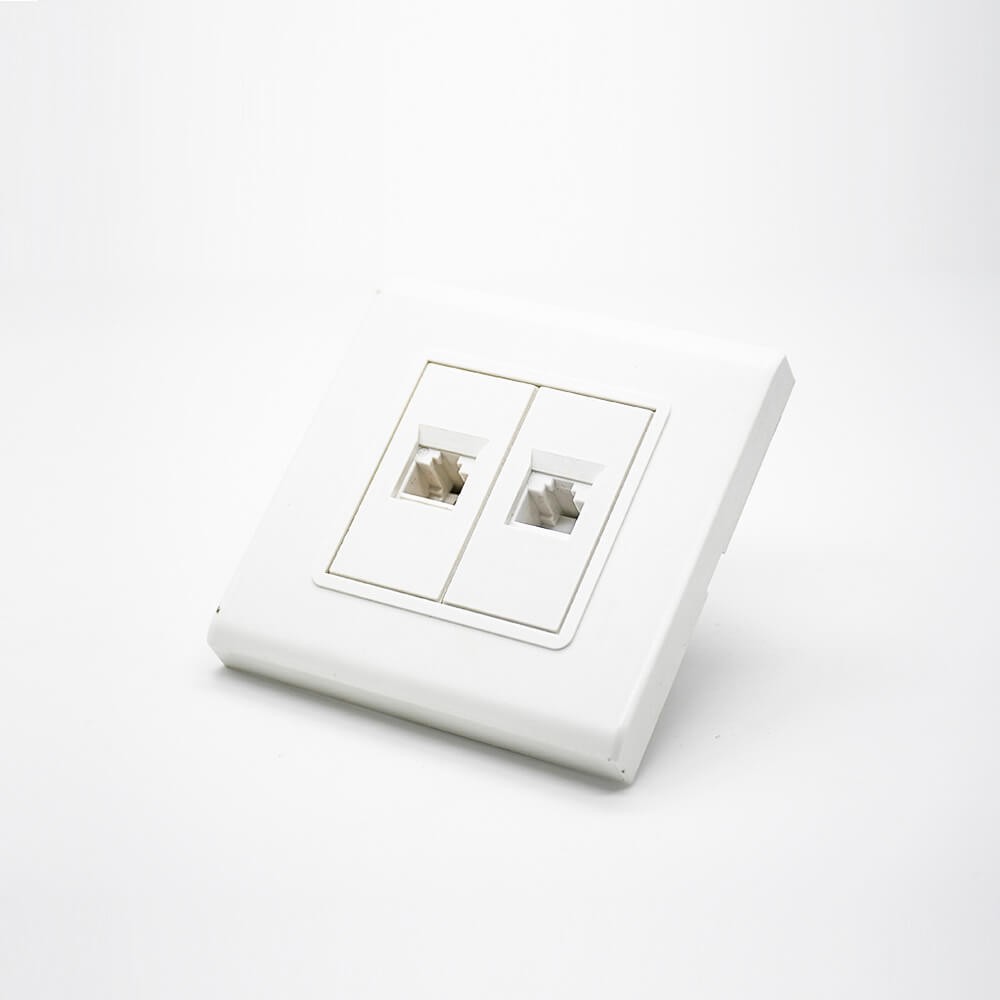 RJ45網絡面板雙端口網絡模塊電腦插座不帶屏蔽86型信息面板