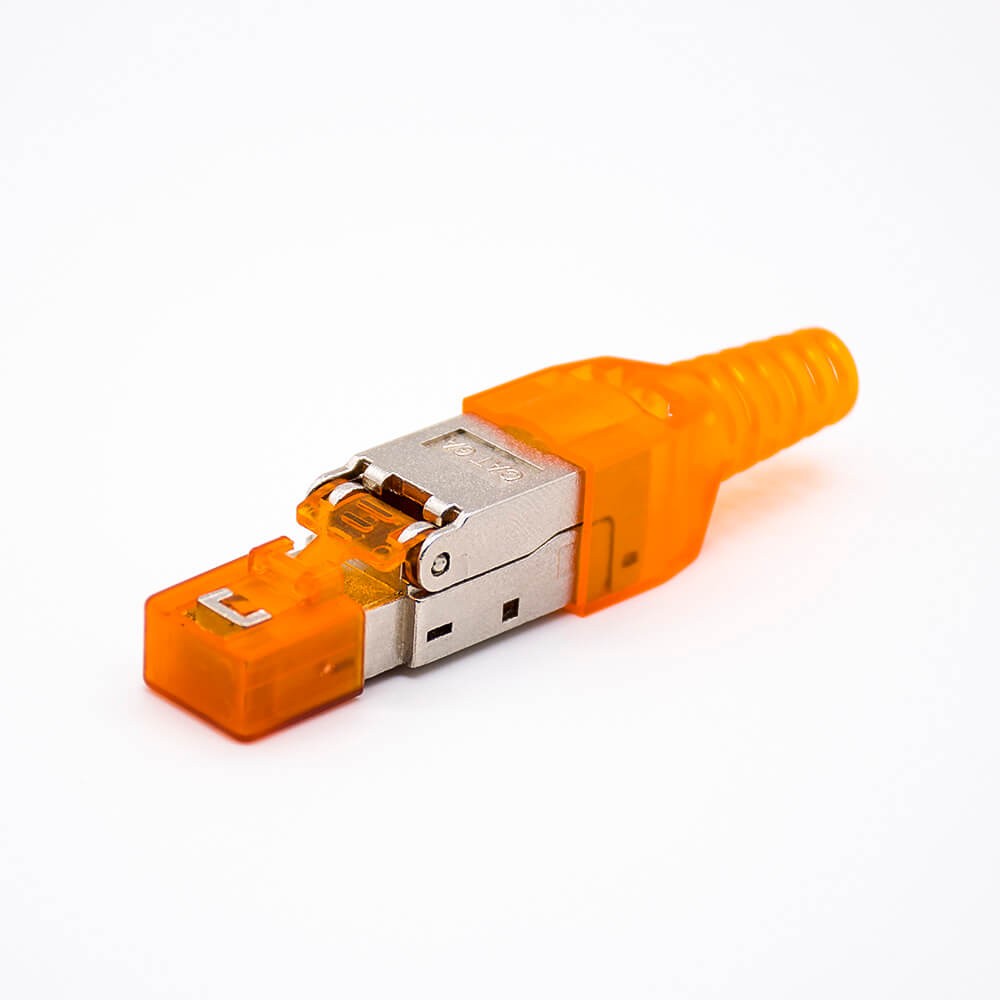 RJ45網絡插頭帶塑料外殼插孔七類屏蔽免打水晶頭