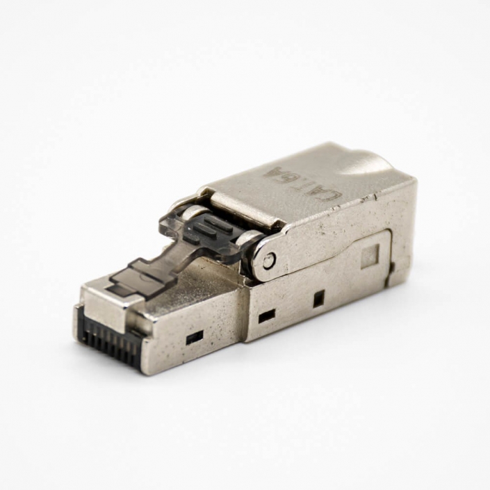 RJ45信息模塊插頭免打帶屏蔽超六類8芯直式插頭 RJ45信息模塊插頭免打帶屏蔽超六類8芯直式插頭