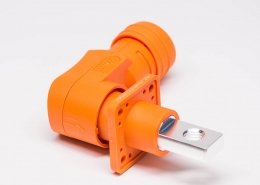 儲能連接器IP54防水12mm橙色彎式插頭插座350A銅牌連接