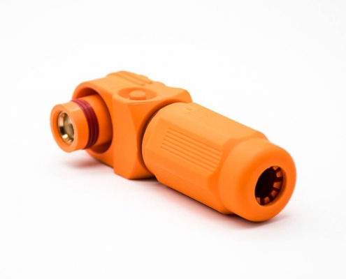 新能源電源儲能連接器14mm單芯塑料400A橙色IP67接線彎式插頭
