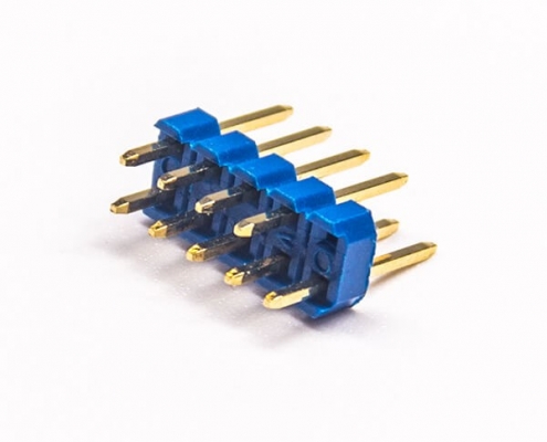 直插雙排插針9pin藍色塑膠插PCB板間距2.54mm10pcs