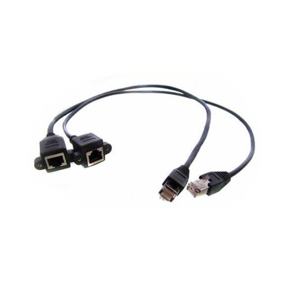 RJ45延長(zhǎng)線耳朵網(wǎng)線帶絲孔網(wǎng)絡(luò)延長(zhǎng)線0.3米公轉(zhuǎn)母屏蔽