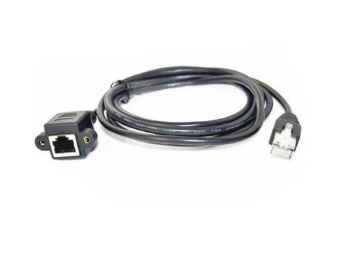 RJ45網絡延長線帶屏蔽鐵殼母頭鍍金公轉母1米