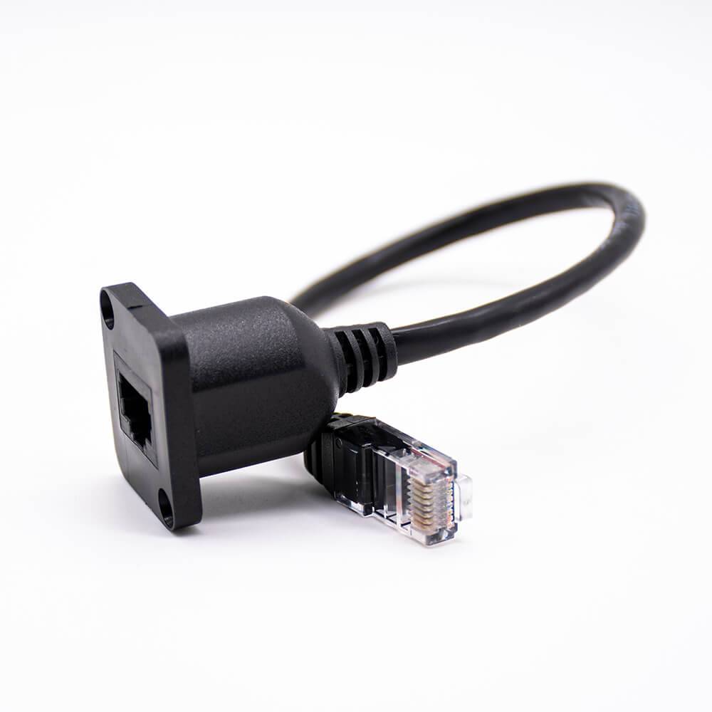 RJ45延長(zhǎng)線面板長(zhǎng)帶螺絲帶屏蔽殼母座轉(zhuǎn)公頭黑色轉(zhuǎn)接線