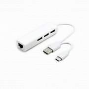 USB2.0/3.1TYPE-C二合一轉RJ45網卡+3口HUB蘋果系統WIN8免驅