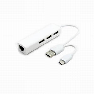 USB2.0/3.1TYPE-C二合一轉RJ45網卡+3口HUB蘋果系統WIN8免驅