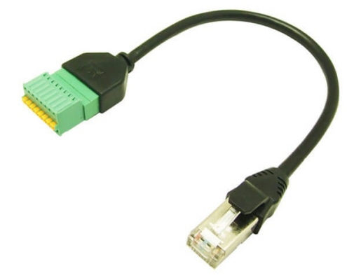 RJ45轉綠色端子8PIN公頭網絡直通頭8P8C對接雙通頭0.3M延長線