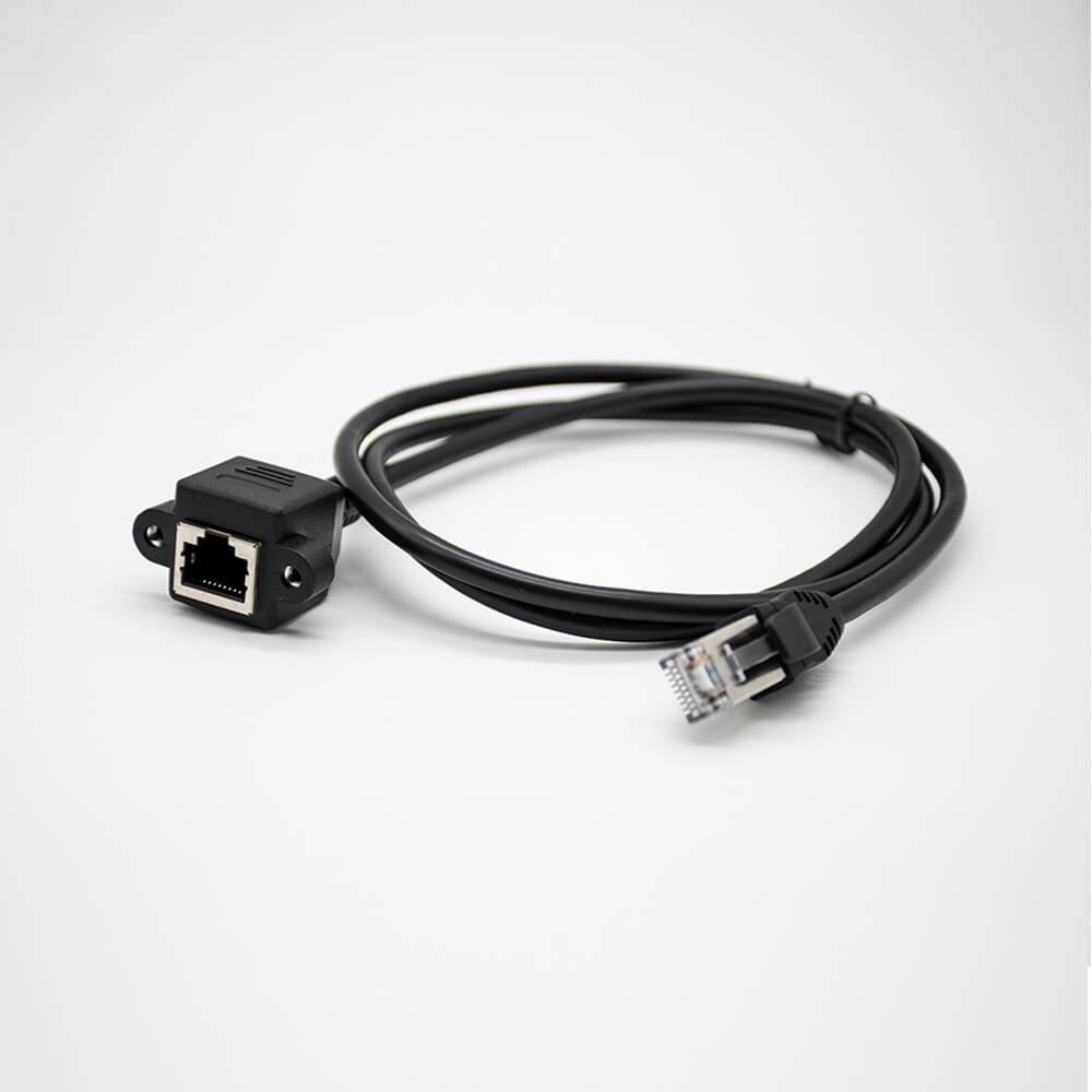 8芯線材RJ45接口黑色直式公轉母網絡線材