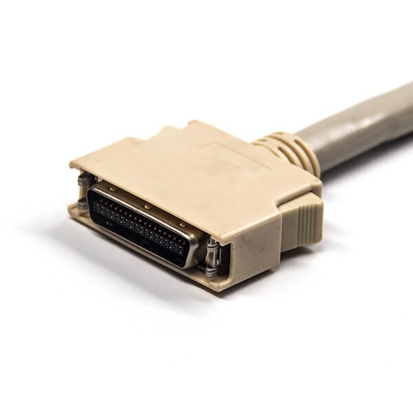 SCSI連接器HPCN型白色塑膠殼雙邊線36芯公轉公直式按鍵卡勾式連接線