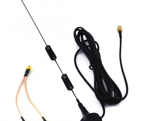 5dbi4GLTEAntenna698-960/1700-2700Mhz帶吸盤3M+SMA母-2TS9彎公頭一分二連接線長30cm
