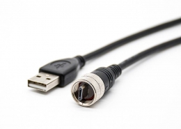 IP67MicroUSB連接器5芯B型公頭M12螺紋轉(zhuǎn)USBtypeA公頭兩頭注塑線長1米