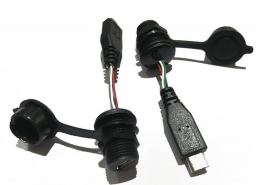 注塑線MicroUSB5芯母插座M12螺紋轉公頭IP67注塑線不帶皮