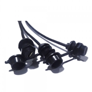 防水5芯MicroUSB母插座轉公直頭IP67兩頭注塑連接線0.5米