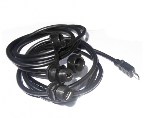 母防水MicroUSB5芯螺紋M12-1.0轉MicroUSB5芯公頭線長1米
