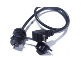 MicroUSB5芯母防水M12-1.0轉(zhuǎn)公上彎頭接0.5米連接線兩頭注塑