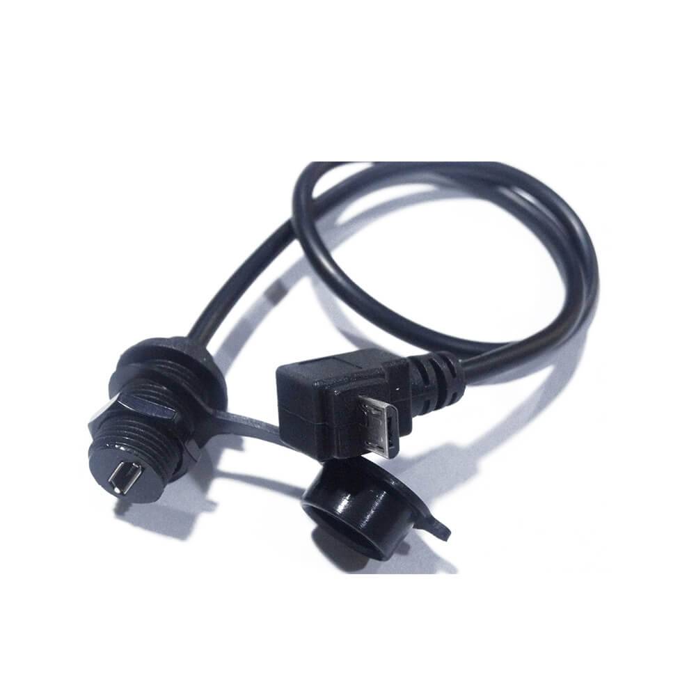 MicroUSB5芯母防水M12-1.0轉公上彎頭接0.5米連接線兩頭注塑