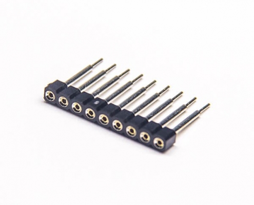 單排圓孔座排母連接器2.54mm間距9pin直式長15mm