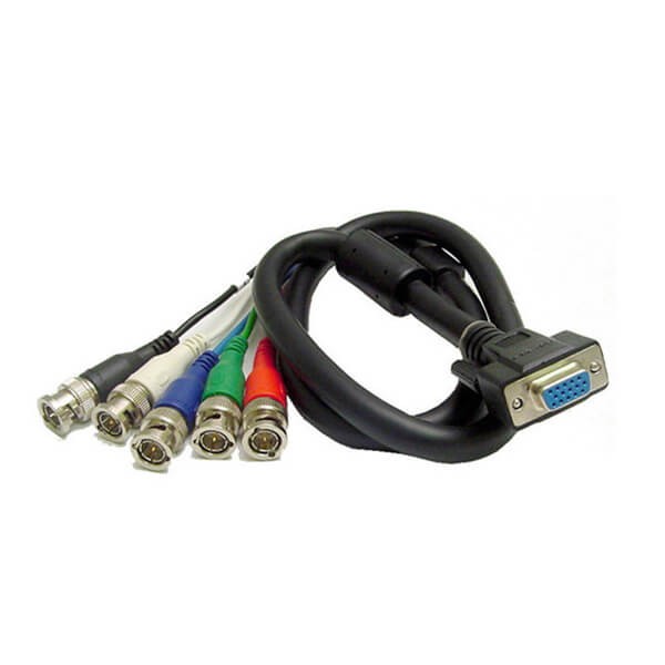HD15轉RGBHVBNC連接器電纜,HDB15HD15公頭至5BNC公連接器彩色編碼連接器6至50英尺長