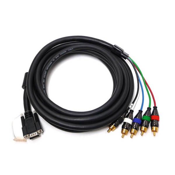 VGA轉RGB/HVRCA連接器電纜HD15公頭至5RCA公頭連接器12英尺長